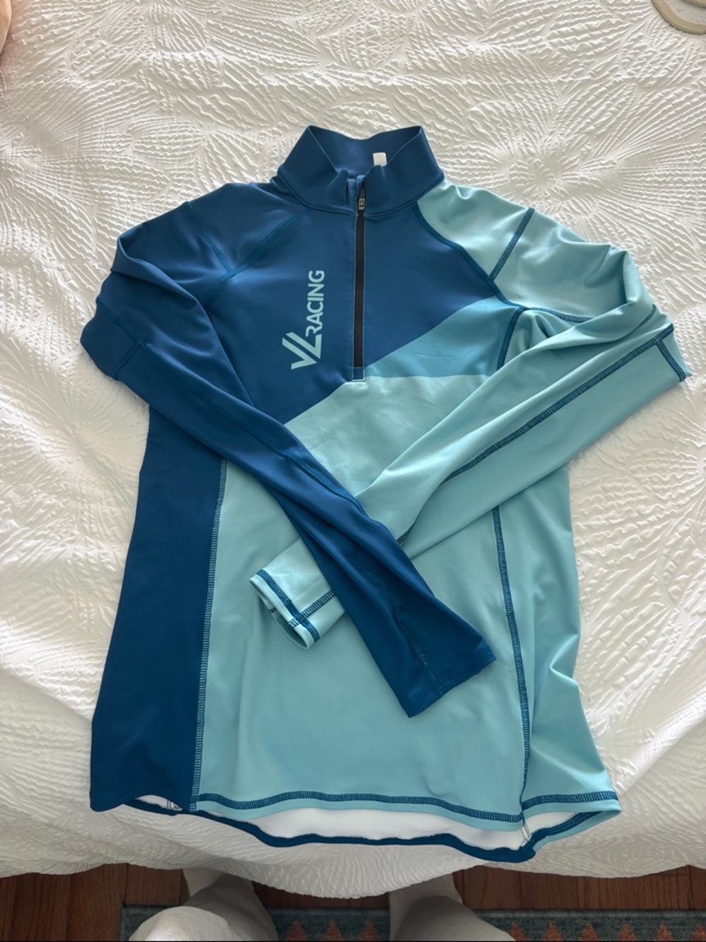 Women’s Long Sleeve Swim Top - Teal & Light Teal